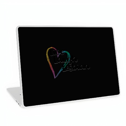 Live Laugh Lesbian LGBTQ Rainbow Heart Gay Pride Laptop Skins