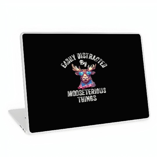 Easily Distracted Funny Elk Moose Laptop Skins