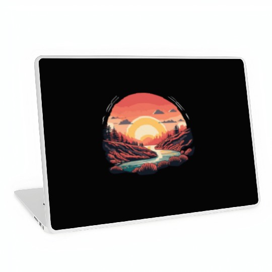 Simple Laptop Skins design, sun shining over the river.