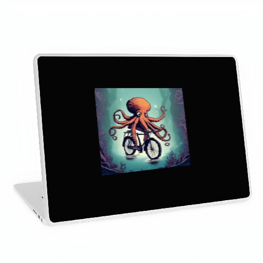 A weird octopus riding a bicycle Laptop Skins
