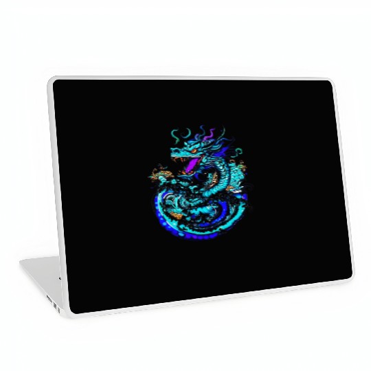 a dragon riding a wave Laptop Skins