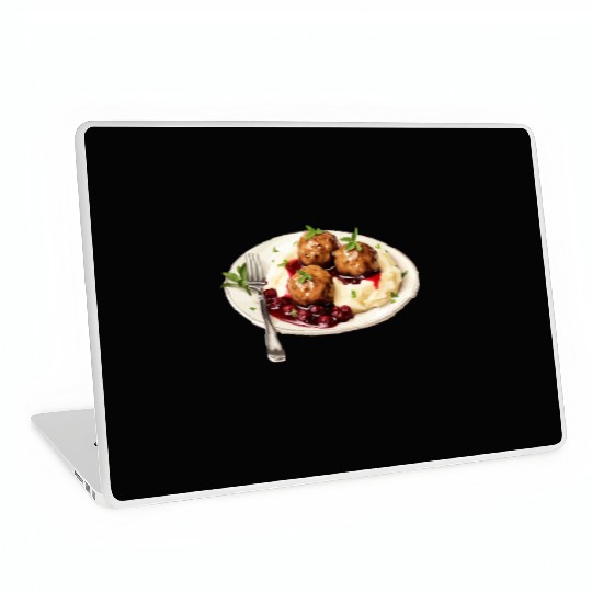 Swedish Meatballs Served With Mashed Potatoes and Laptop Skins