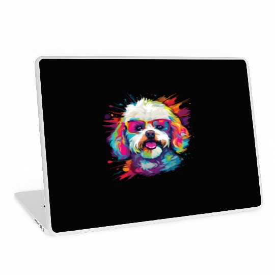 Watercolor Colorful Bichon Frise Laptop Skins