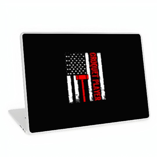 Croquet Player US Flag Croquet Player Laptop Skins