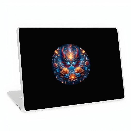 Phoenix Rebirth in Cosmic Bloom Laptop Skins