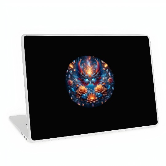 Phoenix Rebirth in Cosmic Bloom Laptop Skins