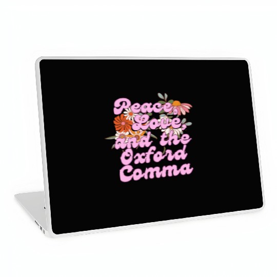 Funny Oxford Comma Peace Love and the Oxford Comma Laptop Skins