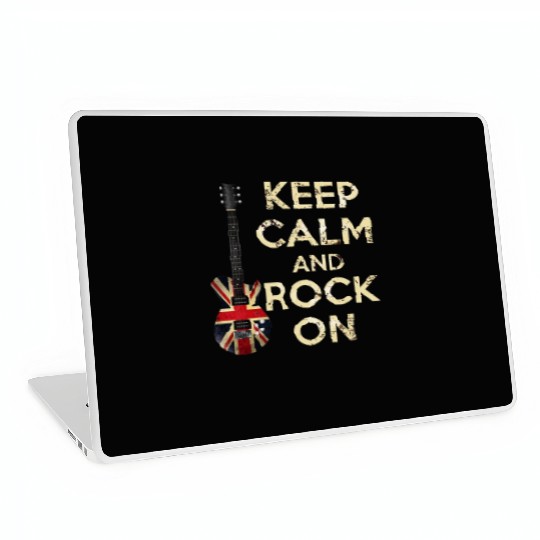 Keep Calm and Rock On Union Jack Guitar Laptop Skins