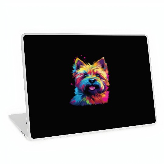 Watercolor Colorful Cairn Terrier Laptop Skins
