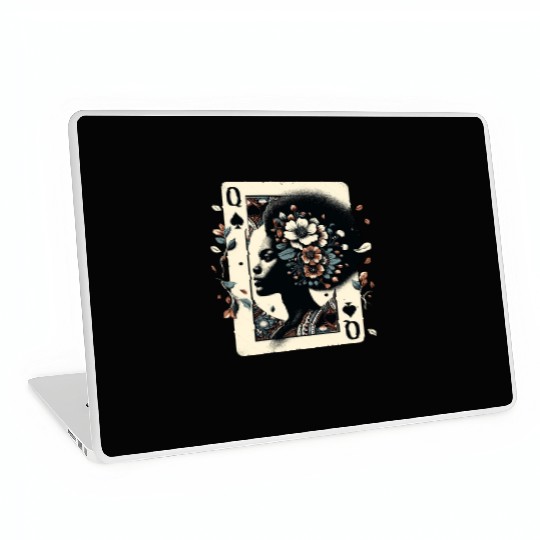 Black Queen Poker Tarot Card African American Laptop Skins