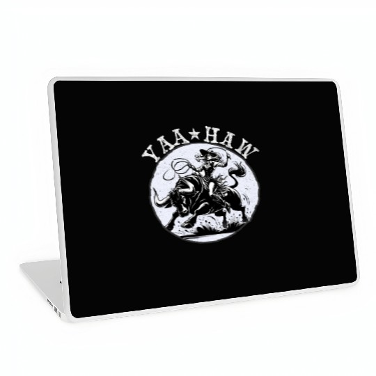 Cowgirl Lasso Riding Silhouette Laptop Skins