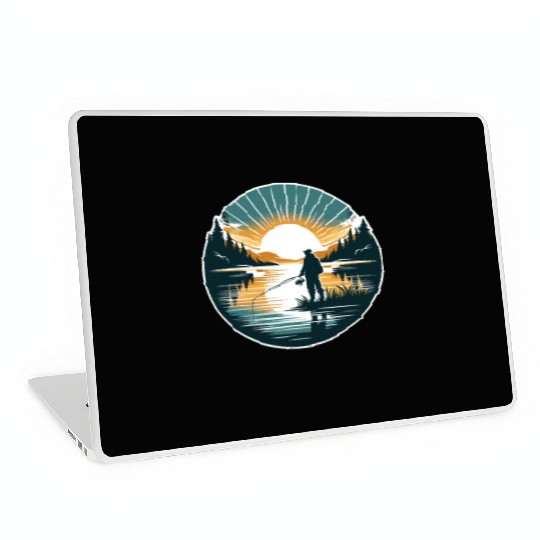 Serene Sunrise Fishing - Peaceful Morning Lake Laptop Skins