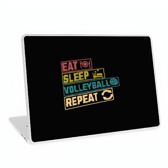 Eat sleep volleyball repeat hobby Laptop Skins