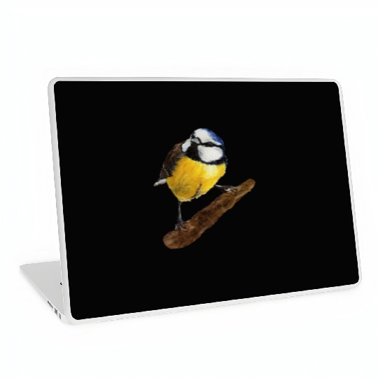 Blue tit titmouse hand painted watercolor. Laptop Skins