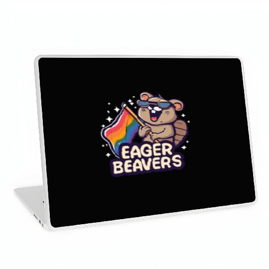 Eager Beavers with Pride LGBT Flag Laptop Skins