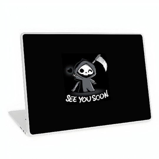 The devil with the scythe that says see you soon Laptop Skins