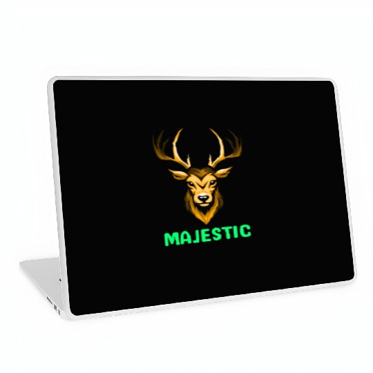 Black and Yellow Illustrative Deer Animal Logo Laptop Skins