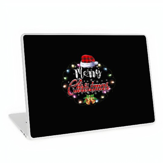 Merry Christmas Buffalo Red Plaid Lights Laptop Skins