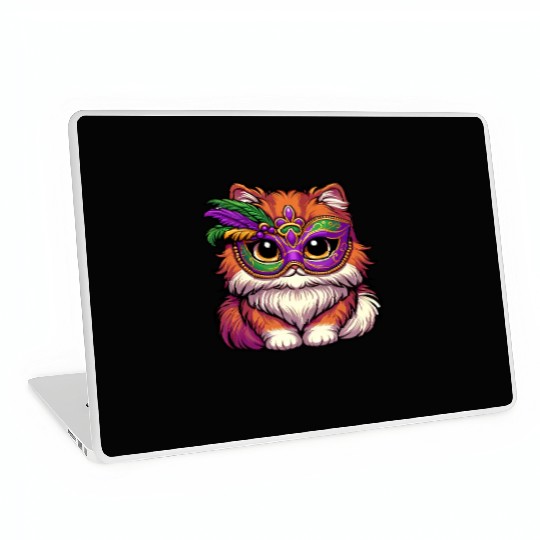 Mardi Gras Persian Cat, Dressed-up Cat Laptop Skins