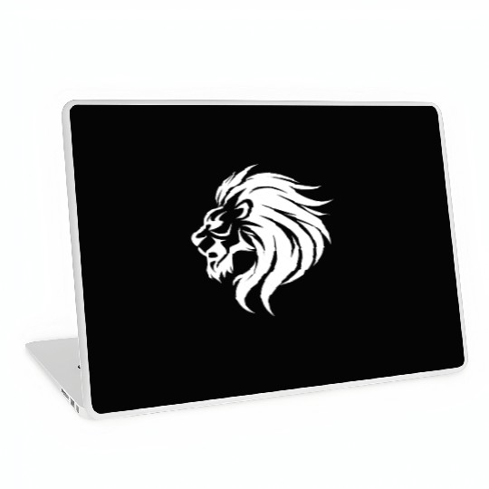 Angry Lion Head Tattoo Style Waving Mane Laptop Skins