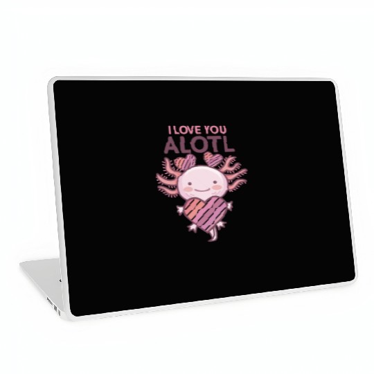 Axolotl Cute I love you alotl Fitted Laptop Skins