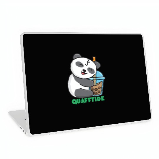 Time for a drink with panda cute panda Laptop Skins
