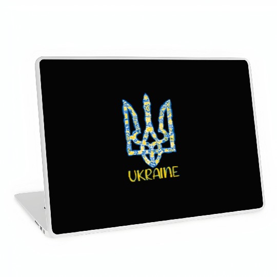 Ukraine trident in Ukrainian flag colors Laptop Skins