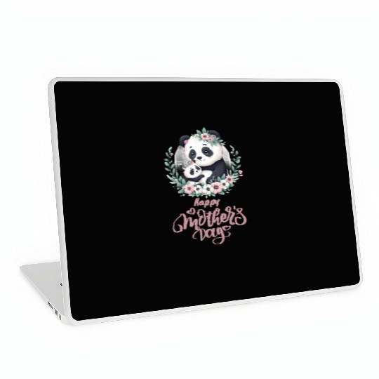 Happy Mother's Day Floral Wreath Mum Panda Laptop Skins