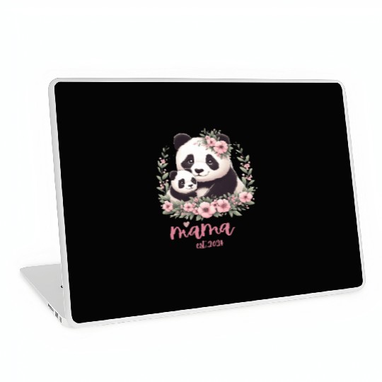 Mama est 2024 I Panda Bear Mum I First Time Mom Laptop Skins