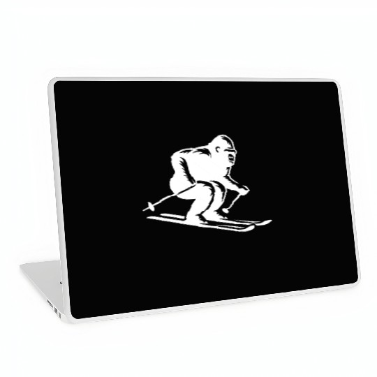 Monkey Gorilla Chimpanzee Ski Silhouette Design Laptop Skins