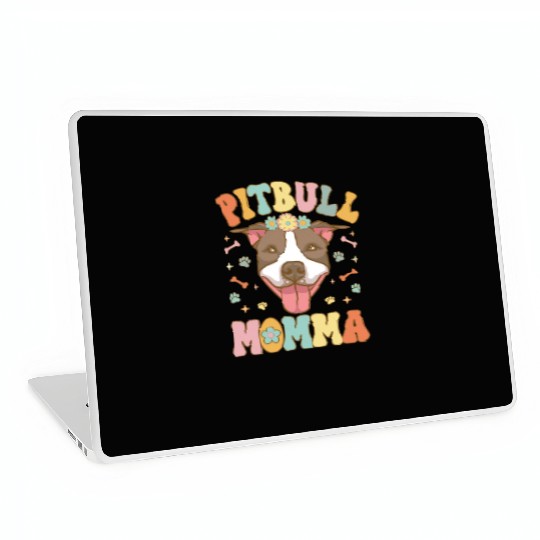 Groovy Pitbull Mom Female Dog Lover Laptop Skins