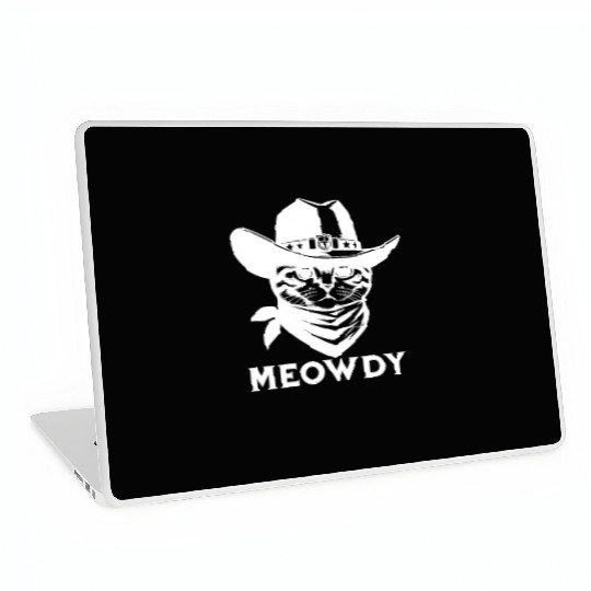 Cute Meowdy Cat Cowboy Pun Laptop Skins