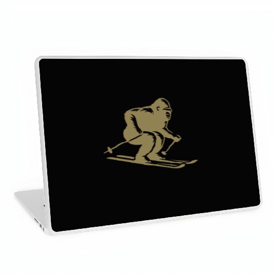 Monkey Gorilla Chimpanzee Ski Silhouette Design Laptop Skins