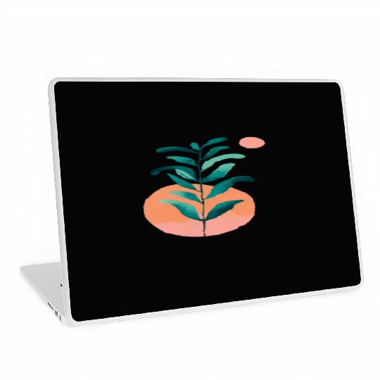 Plant simple modern with watercolor stains Laptop Skins