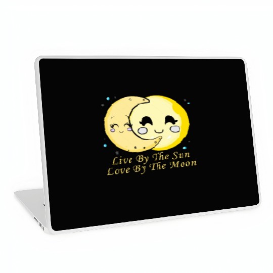 Live By The Sun Love By The Moon, Cartoon Sun Moon Laptop Skins