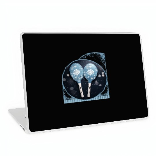Winter Snowflakes And Pickleball Paddles Holiday Laptop Skins