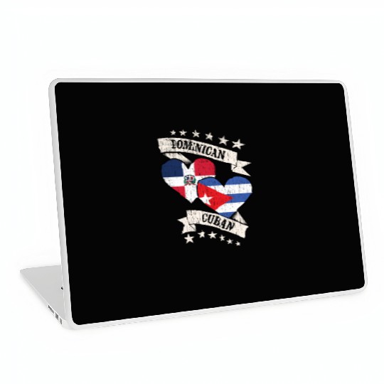 Dominican Cuban Heart Flags Dominican Republic Cub Laptop Skins