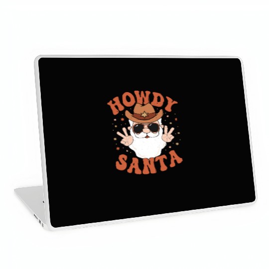 Howdy Santa Peace Christmas Western Cowboy Claus Laptop Skins