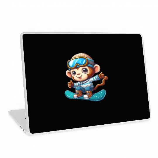 Monkey Chimpanzee Snowboarder Winter Sports Laptop Skins