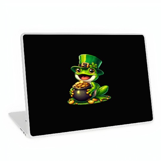 St. Patrick's Day Frog with Gold Laptop Skins