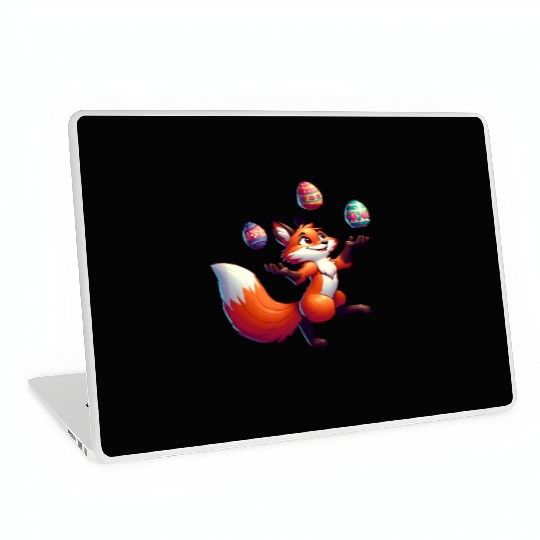 Easter Fox Juggler with Eggs Laptop Skins