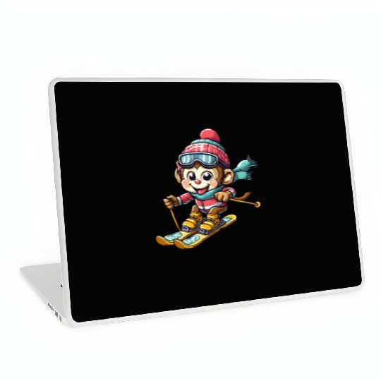 Monkey Chimpanzee Skier Winter Vacation Design Laptop Skins