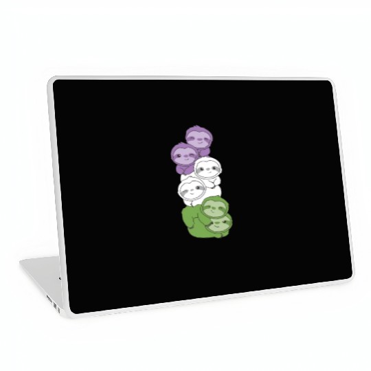 Genderqueer Flag Pride Lgbtq Cute Sloth Laptop Skins