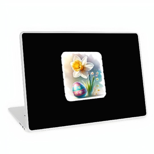 A Beautiful Daffodil With an Easter Egg Laptop Skins