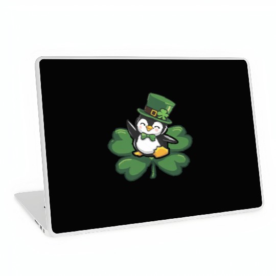 St. Patrick's Day Penguin: Cute Cartoon Design Laptop Skins