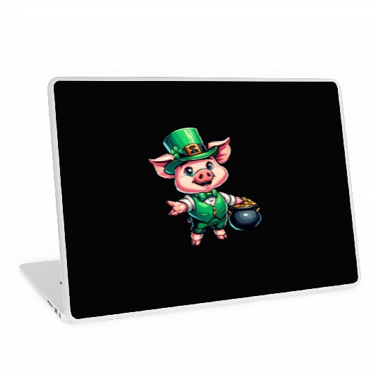 Cute St. Patrick's Piglet Laptop Skins