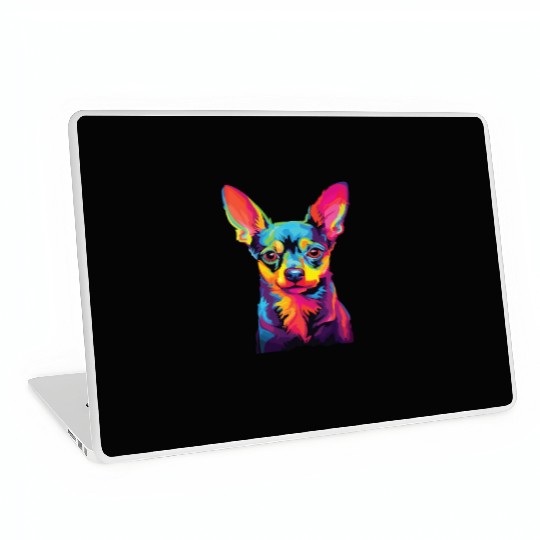 Watercolor Colorful Russian Toy Terrier Laptop Skins