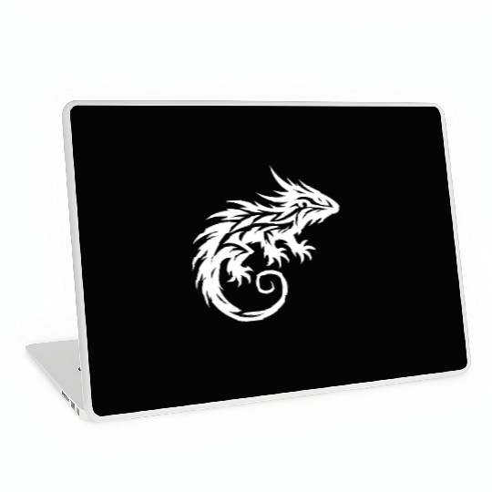 Shaggy Bearded Dragon Tribal Dragon Tattoo Laptop Skins
