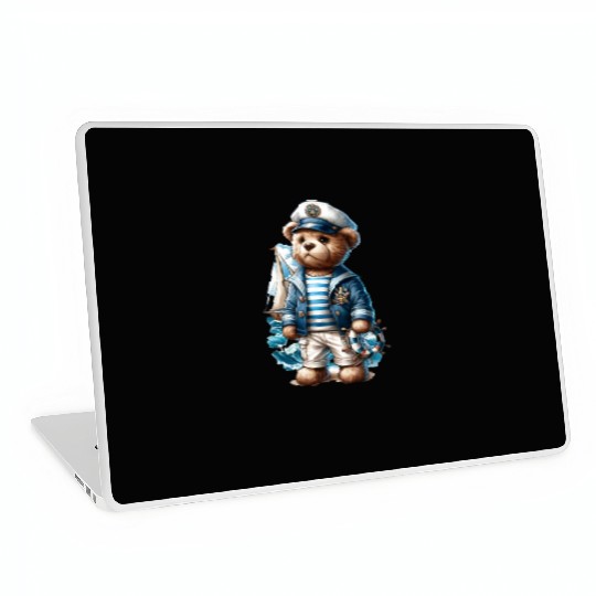 Adventurous Teddy Bear Sailing Laptop Skins