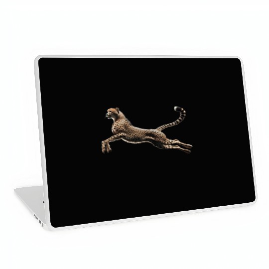 Realistic Cheetah in Mid-Leap Laptop Skins